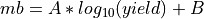 mb = A * log_{10}(yield) + B