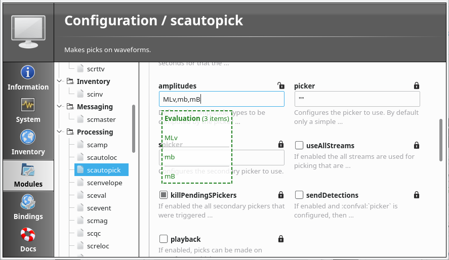 scconfig: parameter evaluation