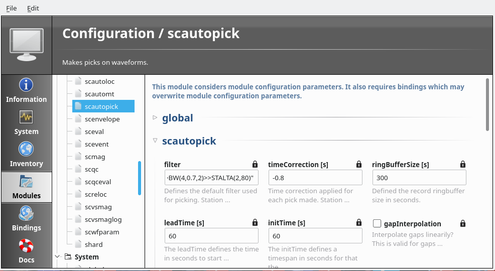 scconfig: module configuration