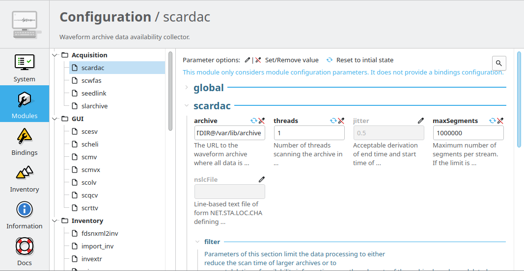 scconfig: modules panel